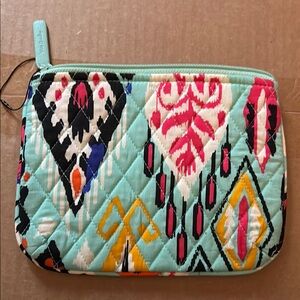 Vera Bradley Quilted Aqua and Pink Cosmetic Bag